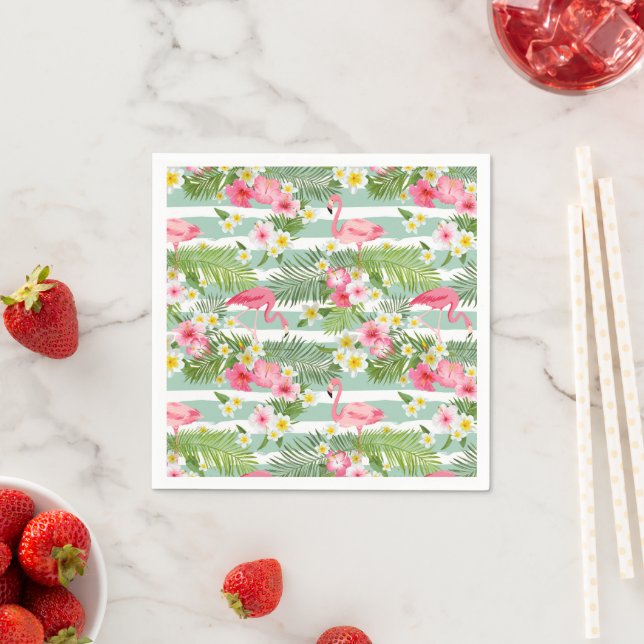 Flamingos And Stripes Napkins (Insitu)