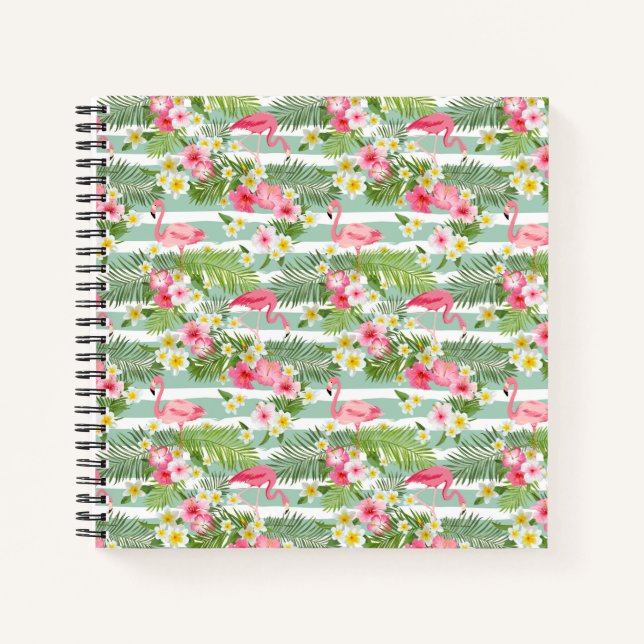 Flamingos And Stripes Notebook (Front)