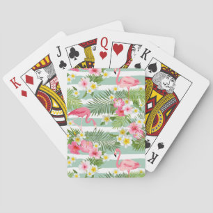 Flamingos And Stripes Poker Cards