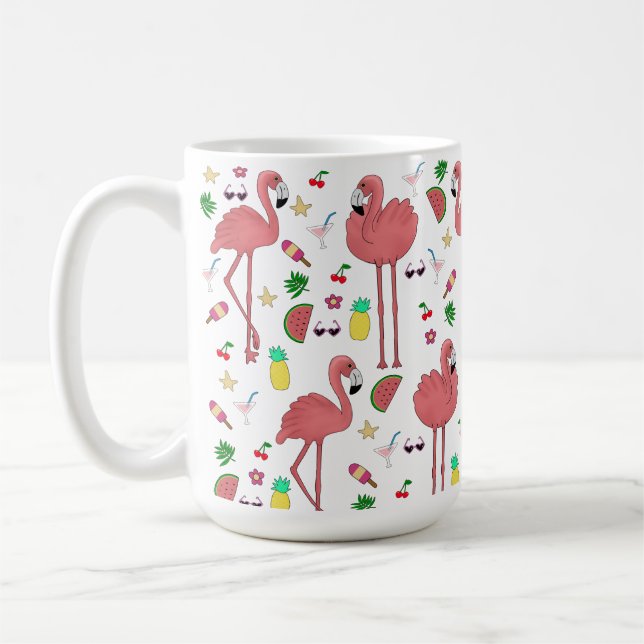 Flamingos and Summer Theme Coffee Mug (Left)