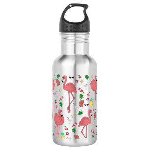 Flamingos and Summer Theme Stainless Steel Water Bottle