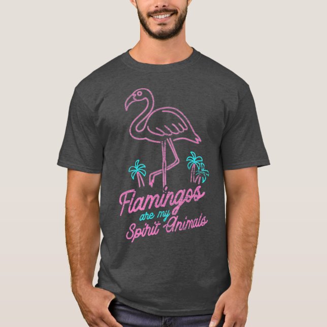 Flamingos Are My Spirit Animals Flamingo T-Shirt (Front)