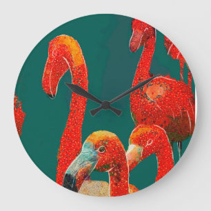 FLAMINGOS ART WALL CLOCK