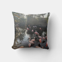 Flamingos at Sunrise Throw Pillow