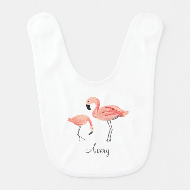 Flamingos Baby Bib (Front)