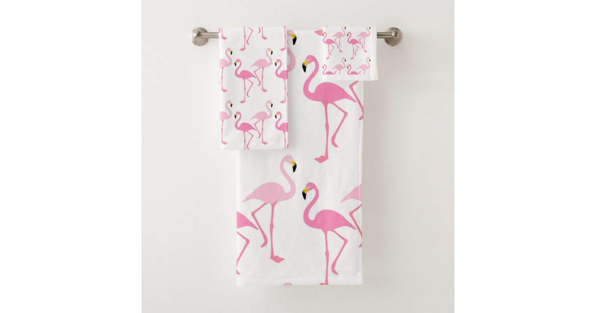 Flamingos Bath Towel Set Zazzle