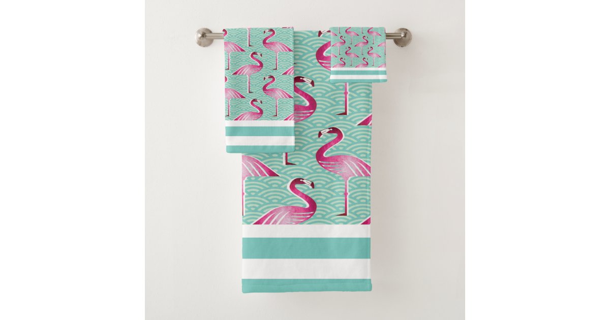 Flamingos Bath Towel Set Zazzle