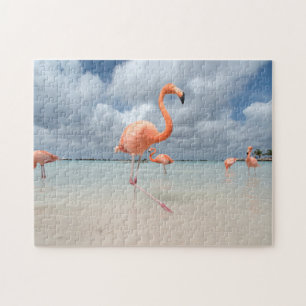 Flamingos Beach Aruba Jigsaw Puzzle