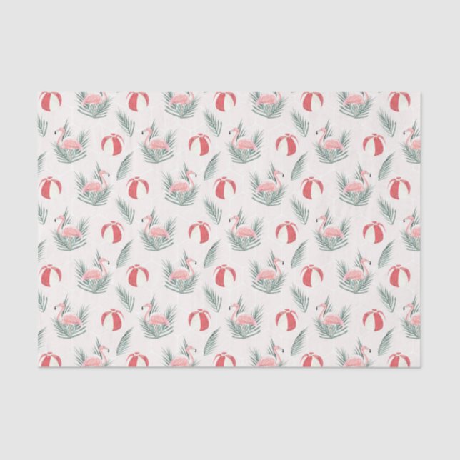 Flamingos & Beach Balls (Design 65 Pink Series) Tissue Paper (Front)
