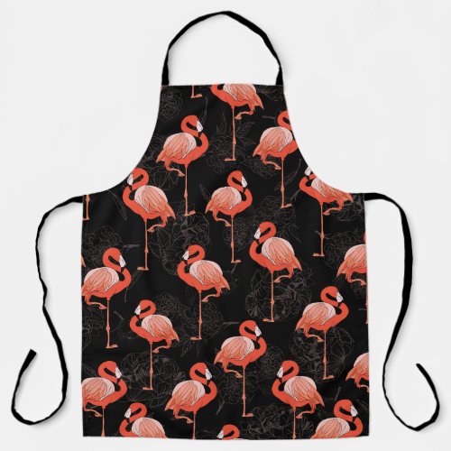 Flamingos Birds Vintage Textile Design Apron