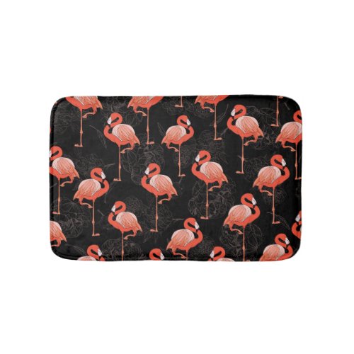 Flamingos Birds Vintage Textile Design Bath Mat