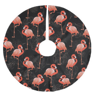 Flamingos Birds: Vintage Textile Design Brushed Polyester Tree Skirt