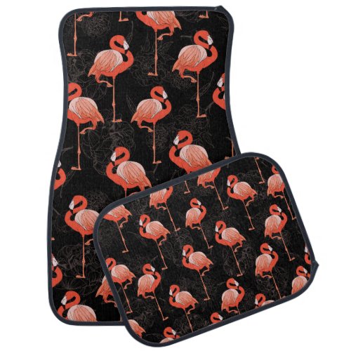Flamingos Birds Vintage Textile Design Car Floor Mat