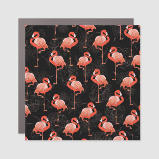 Flamingos Birds: Vintage Textile Design Car Magnet