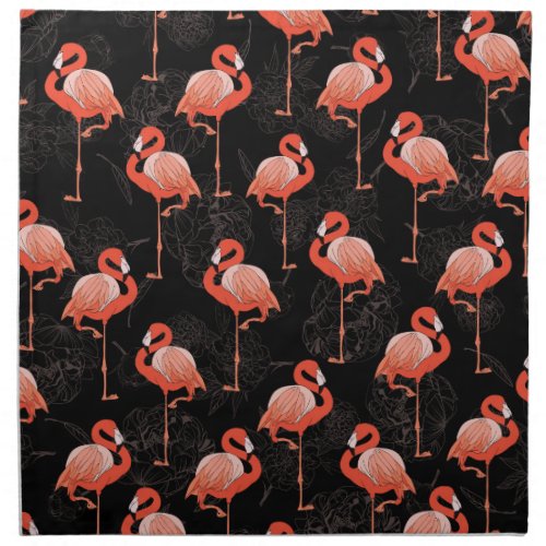 Flamingos Birds Vintage Textile Design Cloth Napkin