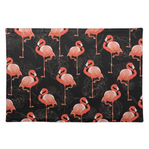 Flamingos Birds Vintage Textile Design Cloth Placemat