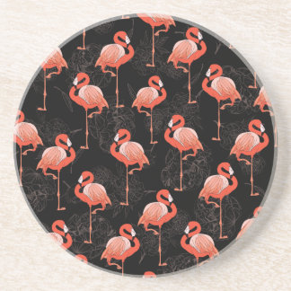 Flamingos Birds: Vintage Textile Design Coaster