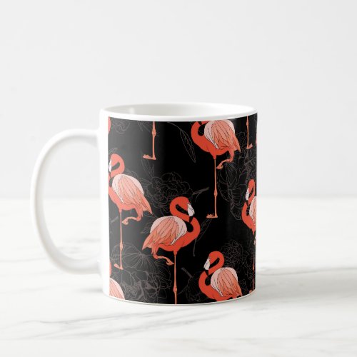 Flamingos Birds Vintage Textile Design Coffee Mug