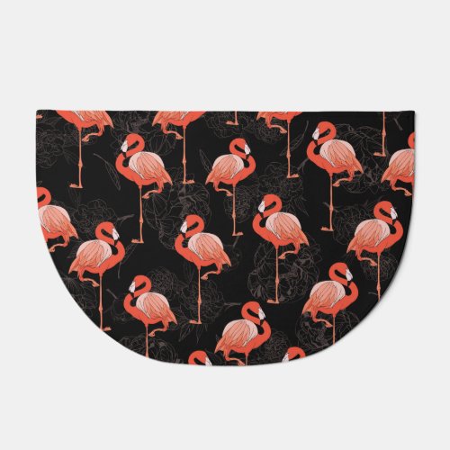 Flamingos Birds Vintage Textile Design Doormat