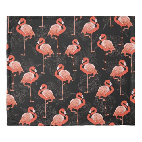 Flamingos Birds Vintage Textile Design Duvet Cover