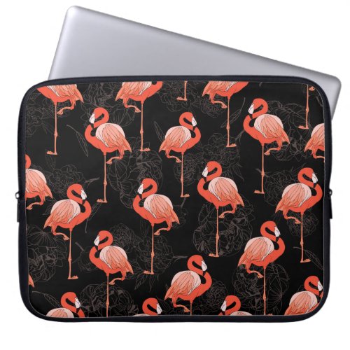Flamingos Birds Vintage Textile Design Laptop Sleeve