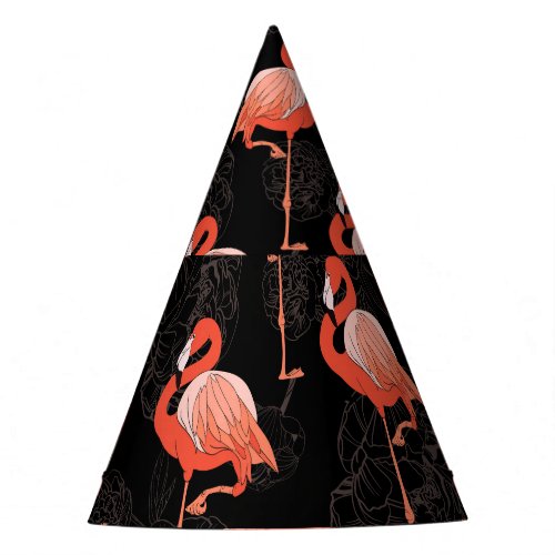 Flamingos Birds Vintage Textile Design Party Hat