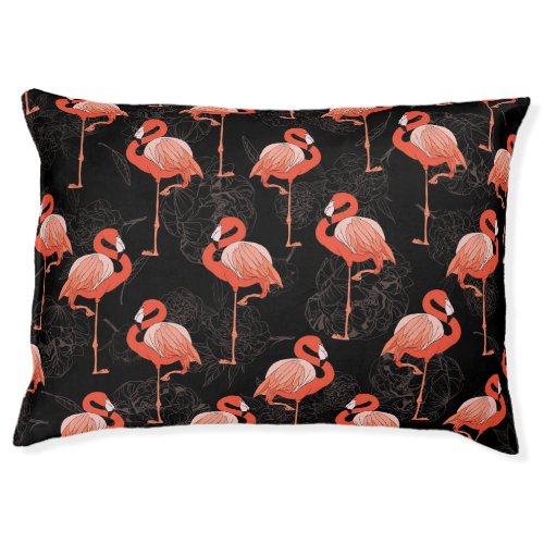 Flamingos Birds Vintage Textile Design Pet Bed