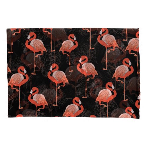 Flamingos Birds Vintage Textile Design Pillow Case