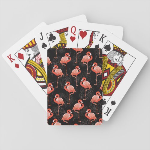 Flamingos Birds Vintage Textile Design Playing Cards