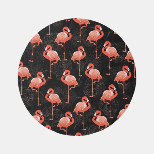 Flamingos Birds Vintage Textile Design Rug