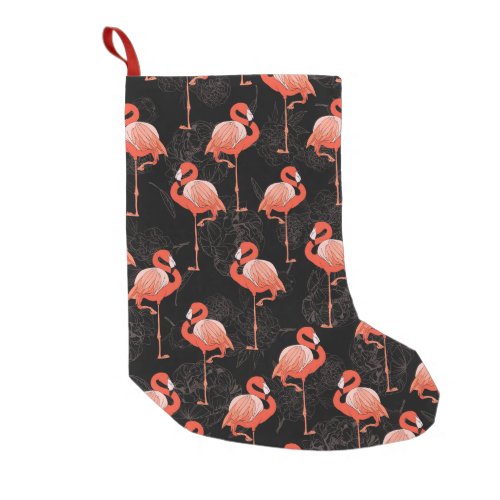 Flamingos Birds Vintage Textile Design Small Christmas Stocking