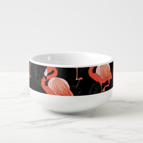 Flamingos Birds Vintage Textile Design Soup Mug