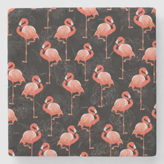 Flamingos Birds: Vintage Textile Design Stone Coaster