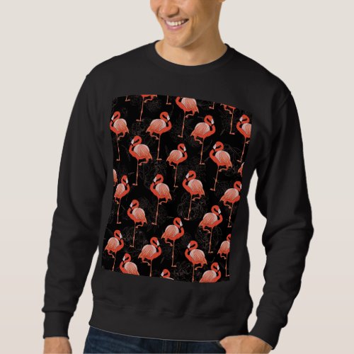 Flamingos Birds Vintage Textile Design Sweatshirt