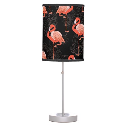 Flamingos Birds Vintage Textile Design Table Lamp