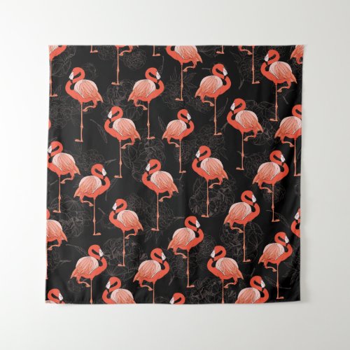 Flamingos Birds Vintage Textile Design Tapestry