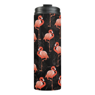 Flamingos Birds: Vintage Textile Design Thermal Tumbler