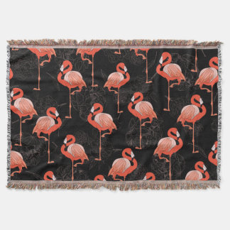 Flamingos Birds: Vintage Textile Design Throw Blanket