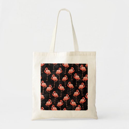 Flamingos Birds Vintage Textile Design Tote Bag