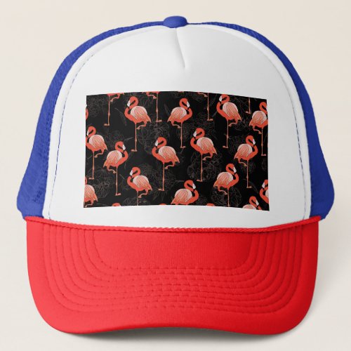 Flamingos Birds Vintage Textile Design Trucker Hat