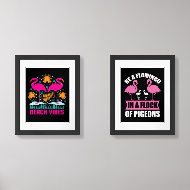 Flamingos Birds Wall Art Sets (Front)
