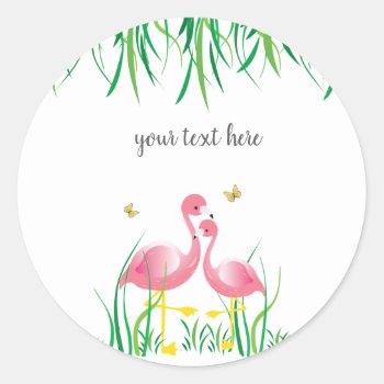 Flamingos Birthday Sticker by FancyMeWedding at Zazzle
