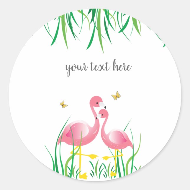 Flamingos Birthday Sticker (Front)