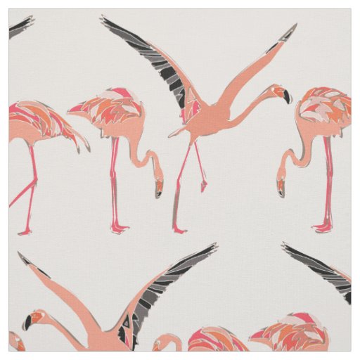 flamingos blossom fabric