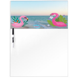 Flamingos by the Ocean with Tropical Accents Dry Erase Board