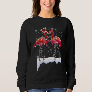 Flamingos Christmas Lights He Santa Hat Snowflakes Sweatshirt