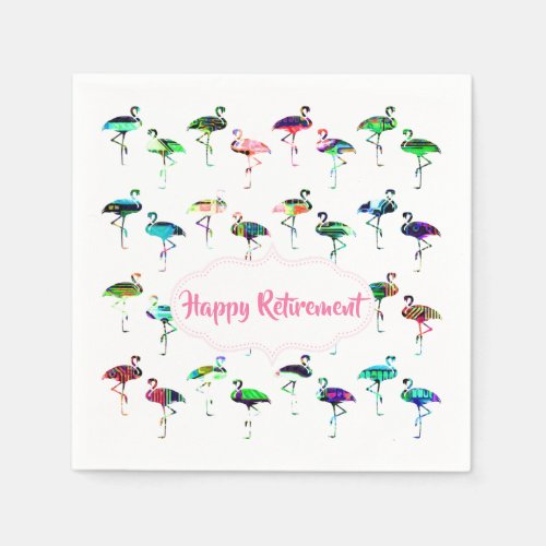 Flamingos Colorful Whimsical Pattern Retirement Napkins