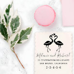 Flamingos Custom Names Wood Wedding Return Address Rubber Stamp<br><div class="desc">Love is in the air! This tropical wedding design features a cute flamingo couple silhouette with your names in a sweet hand written calligraphy font and your custom return address. This design is great for engagements,  save the dates,  weddings,  couples anniversaries and more!</div>