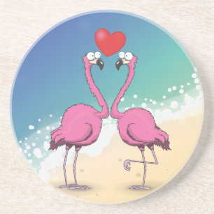 flamingos drink coaster