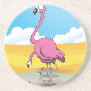 flamingos drink coaster